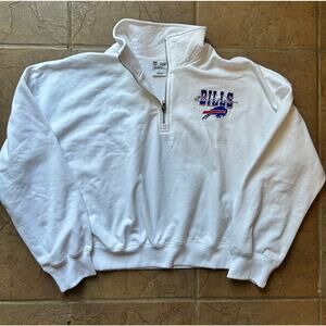 Buffalo Bills Quarter Zip Pullover White NFL Team Apparel Womens Size L